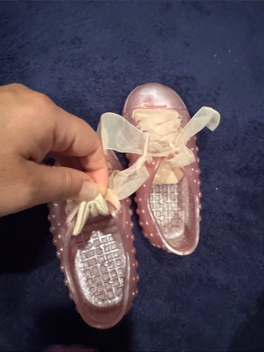 Mini Melissa Rose/pink  Jelly Sneakers with Sheer Ribbon Laces